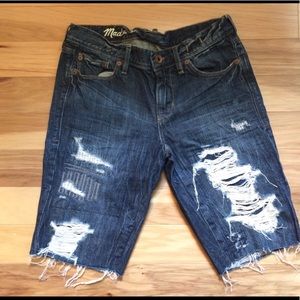 Madewell distressed jean shorts